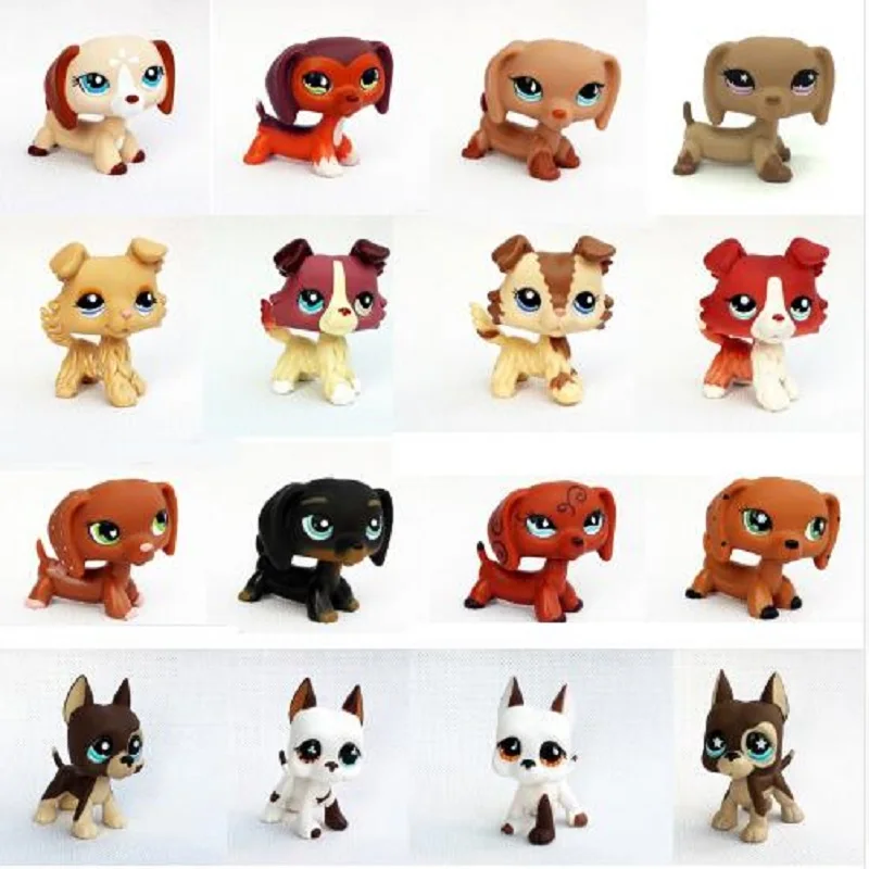 

36 Style pet shop lps toys standing short hair cat white pink Black dog dachshund collie great dane free shipping