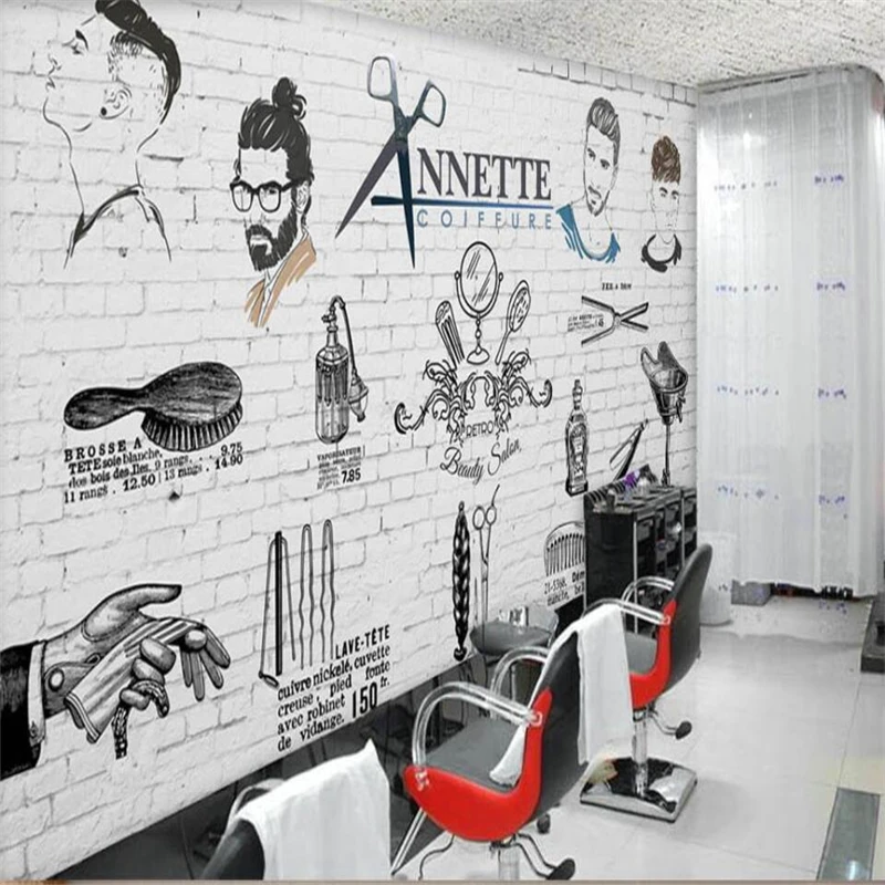 

beibehang Europe and the United States hand-painted tidbits hair shop backdrop custom large wall paintings wallpaper