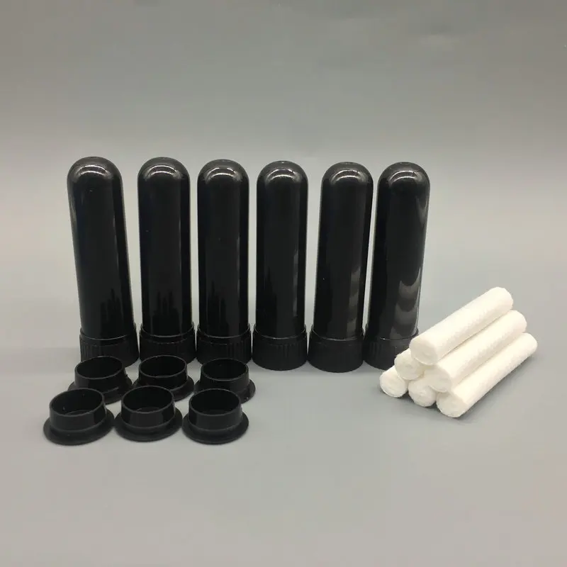 Новые высококачественные 10+ 2 комплекта Красочные Ароматические контейнеры для носовых ингаляторов, эфирные масла Ароматерапия ингаляторы с ватные тампоны - Цвет: black