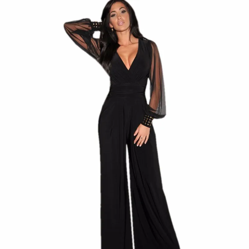 black wide leg jumpsuit