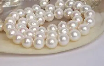

Free Shipping>> new hot Genuine 11mm round white freshwater pearl necklace 14K