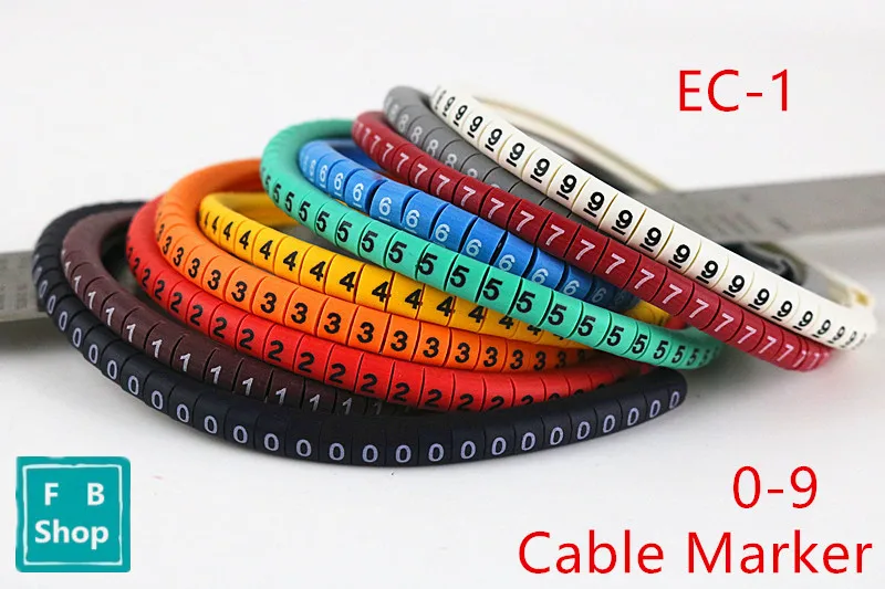 500 шт EC-1 Размер 2,5 sqmm цветной Маркер кабельной проводки от 0 до 9 для кабеля