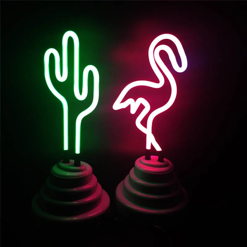 Retro Real Glass Tube Neon Light 3D Sign Decor LED Night Lamp Flamingo