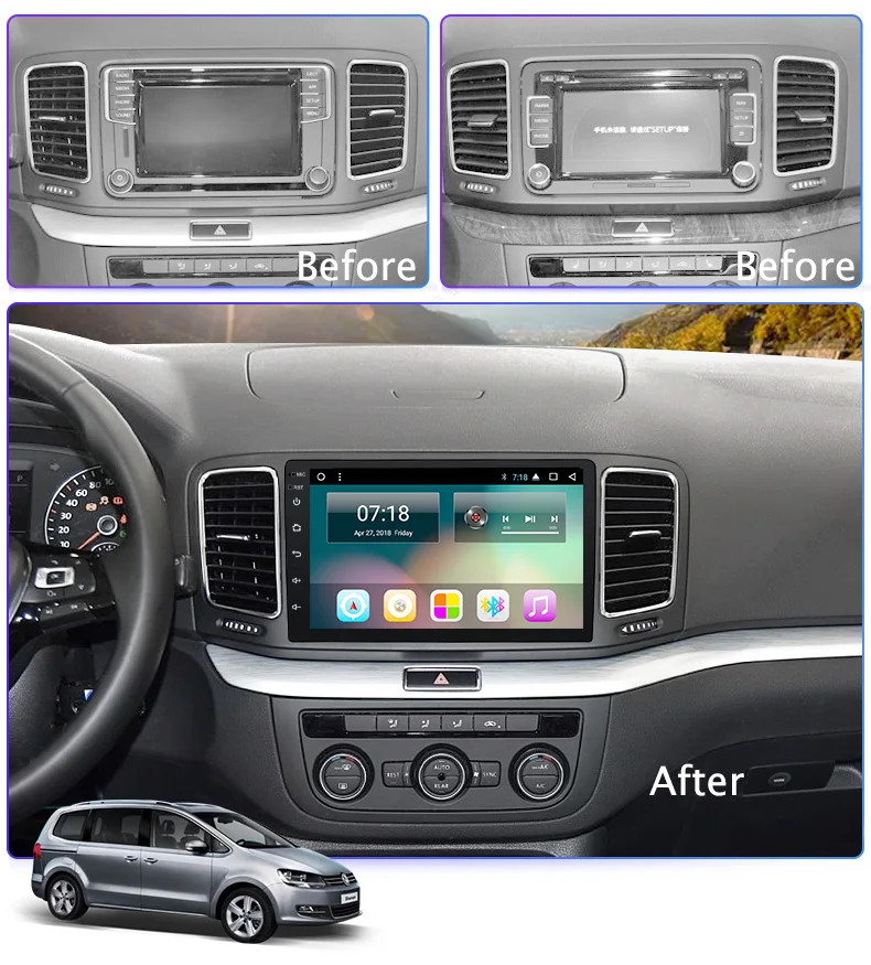 Top 9" 2.5D IPS Android 8.1 Car DVD GPS Player For VW Sharan 2012-2018 Car Radio Stereo Head Unit with Navigation 4