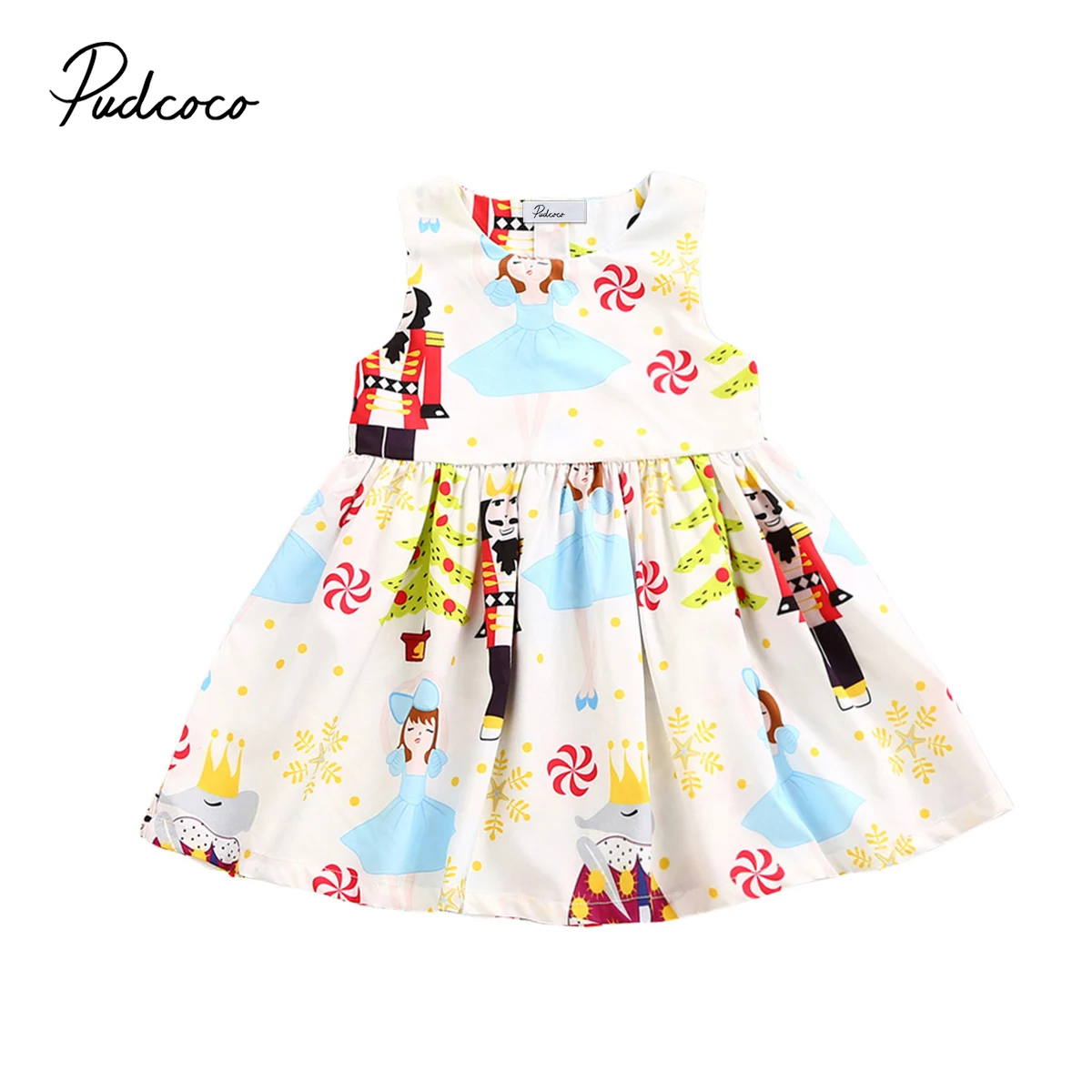

Cute Girls Dress 2017 New kid baby Girls christmas Dress candy snow print clothes Baby Girls Dress 2-7 Years