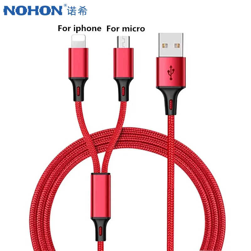 NOHON 2 в 1 USB B осветительные кабели Micro зарядка для Iphone X 8 7 6 6s 5S 8P Samsung Galaxy S6 S7 Кабель