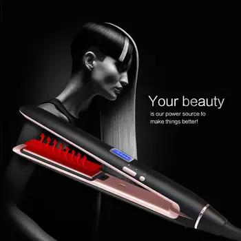 

Hair Straightening Irons Professional 2 in 1 Curling & Straightener Brush Flat Iron Styling Tools for all styles hair care