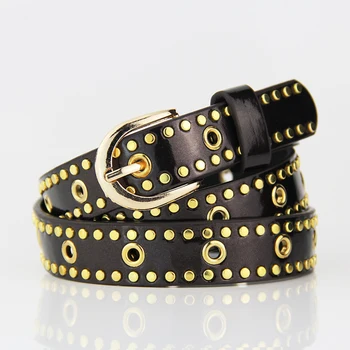 

Punk popular nightclub street dance belt women's pin buckle thin belt fashion hundred matching pants belt luxury belt
