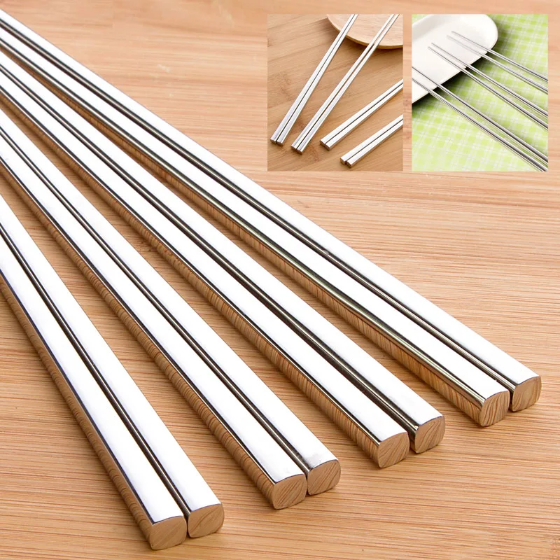 Vanzlife, palillos chinos de acero inoxidable 304 de calidad alimentaria para sushi, hogar, palillos de cocina para niños, un par|square chopsticks|stainless steel chopsticksmetal chopsticks - AliExpress
