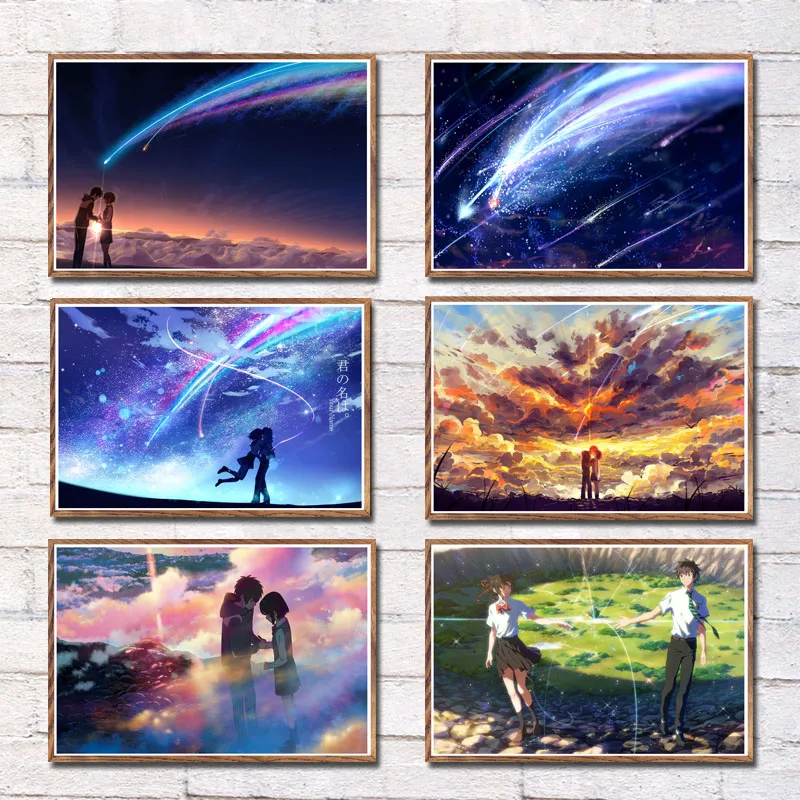 P203 ваше имя Kimi no na wa горячий японский фильм аниме Искусство Живопись Шелковый