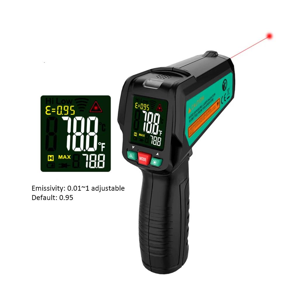 Color Screen 50~ 580 ℃ цифровой инфракрасный термометр лазерный температурный пистолет цветной ЖК-экран пирометр - Цвет: Color Screen