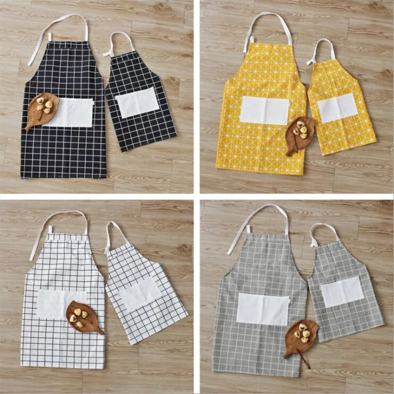 

New Hot Fashion Parent-child Adjustable Cotton Linen High-grade Kitchen Apron For Cooking Baking Restaurant Pinafore 1pc
