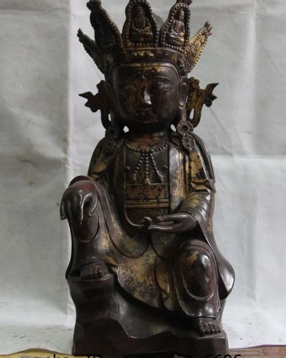 12 China Buddhism Copper Bronze Comfortable Guan Yin Kwan-yin Bodhisattva Statue | Дом и сад