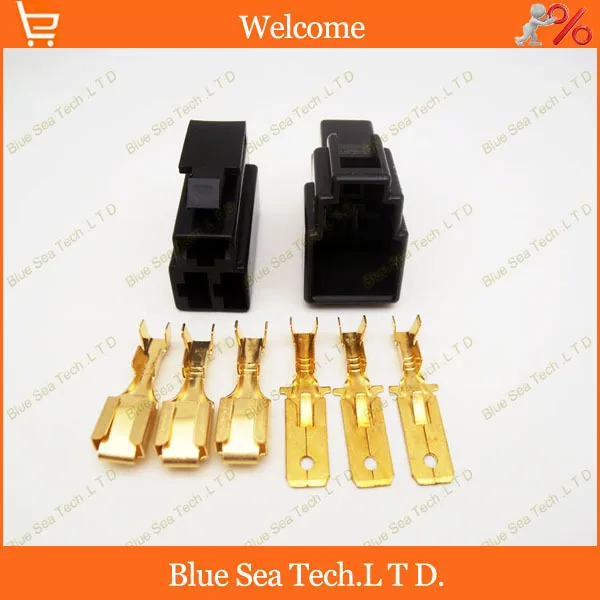 6.3mm 3 Way/pin Electrical Connector Kits Male&ampFemale sets for E-Bike Motorcycle Motorbike car etc.Black color | Обустройство дома