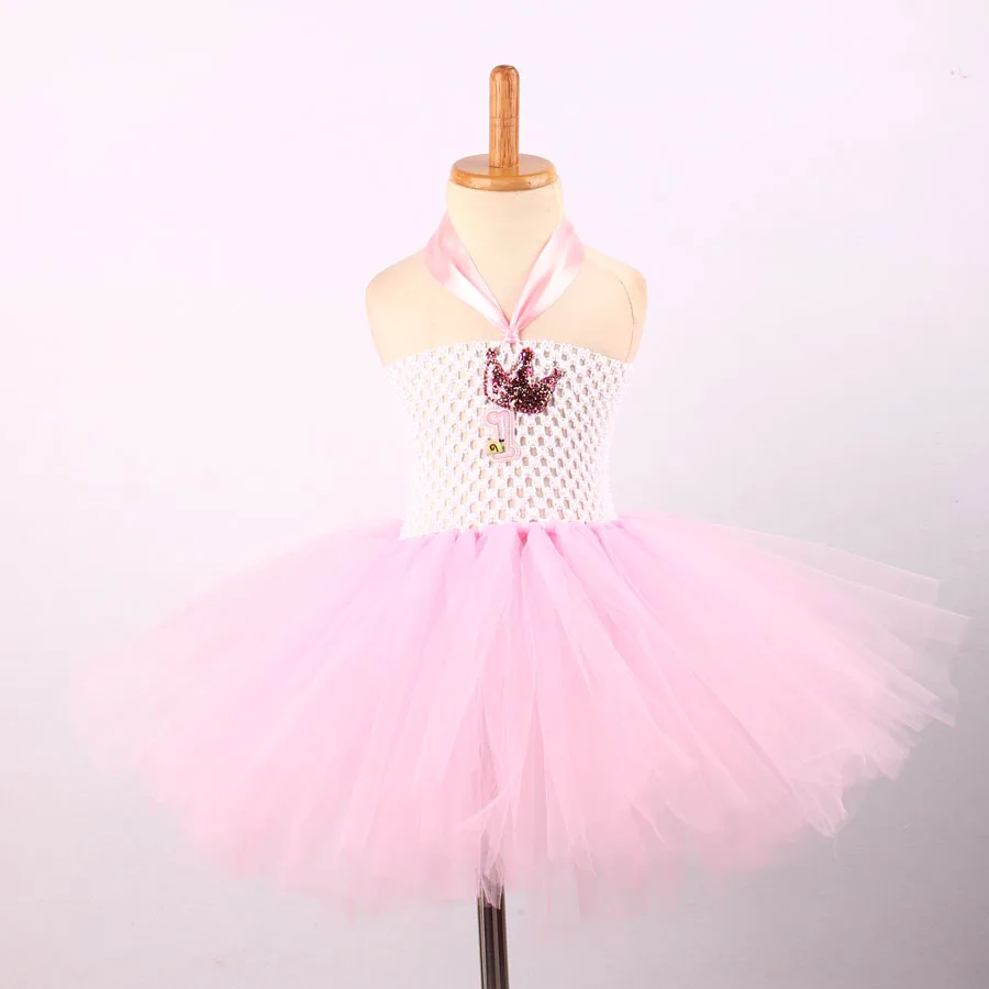 Crown Princess Baby 1st Birthday Tutu Dress Little Girl Baptism Clothes Infant Party Dresses for Holiday Photo Props (4)