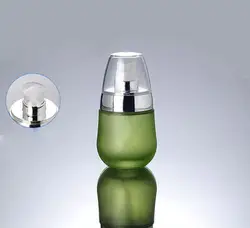 30 мл зеленого стекла бутылка для лосьона с серебряной крышкой, 1 унций стеклянная твердая бутылка насоса, стекло 30 мл косметическая