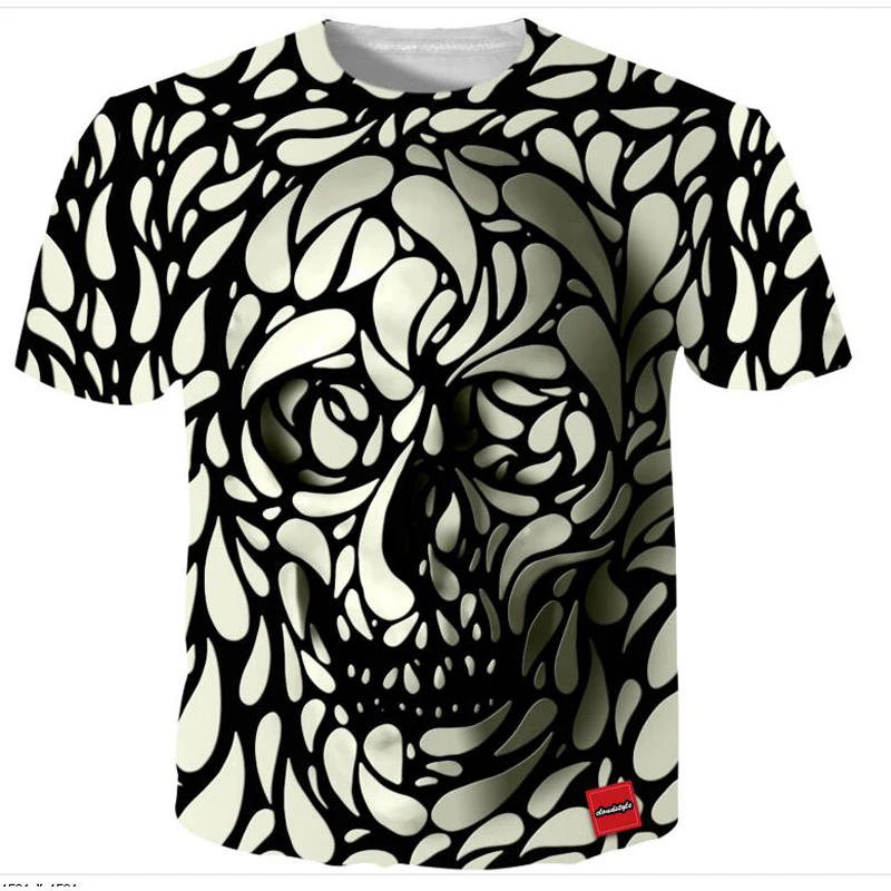 Мужская 3d футболка YFFUSHI с коротким рукавом и принтом Fire Skull Двусторонняя Футболка