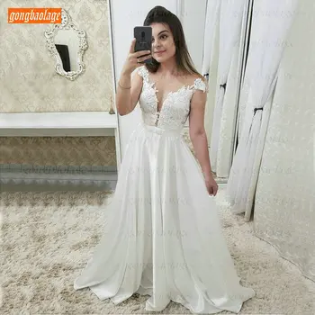 

Sexy White Satin O Neck Long Prom Dresses Lace Appliques 2020 A-Line Formal Party Reflective Dress Customized Prom Gown Evening