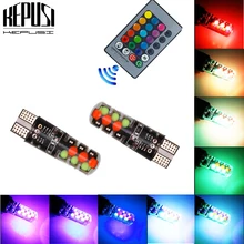 Buy T10 RGB LED Bulbs W5W COB LED Car Light With Remote Control 194 168 Strobe LED Lamp Read Lights MultiColor led interior light Free Shipping