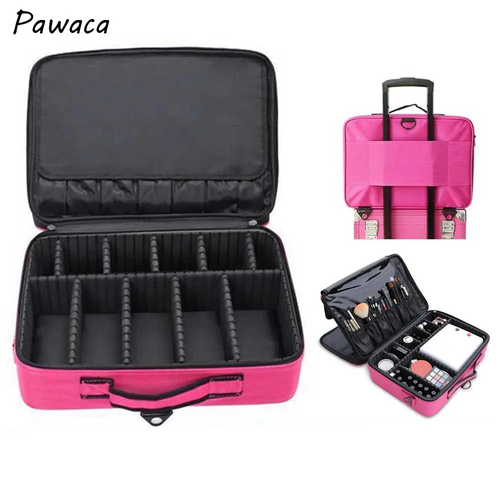 

Women Portable Makeup Bag Cosmetic Organizer Storage Box 3 Layer For Brush Set Nail Cosmetics Beauty Tool