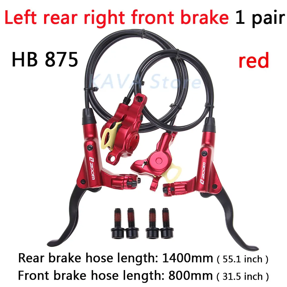 ZOOM HB-875,, режим, комплект гидравлического тормоза для велосипеда, 800/1400 мм, MTB, для велосипеда, масло, давление, дисковый тормоз, комплект, передние и задние части велосипеда - Цвет: Left R right F red