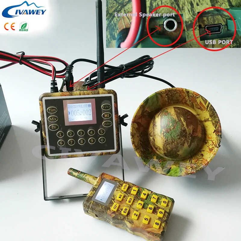 

Timer on off Password protection Remote controller 2pcs 60W loud speaker hunting bird mp3 player hunting duck goose decoy