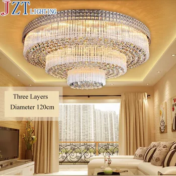 

M Luxury Living Room Crystal Ceiling Lamp Led E14 Bulb And Led Strips Light Source Modern High-End Round 2/3 Layer LED Light