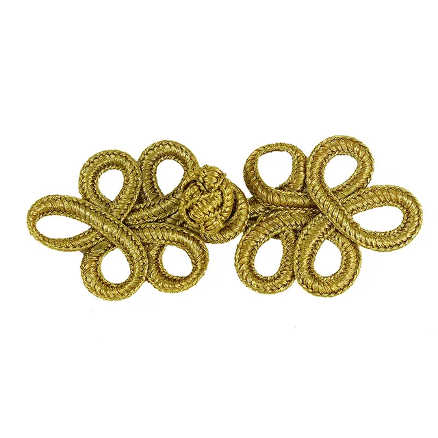 

10set Gold Metallic Cord Braided Looped Fastener Closure Knot Buttons Sewing Supplies For Craft Chair cover 32mm*80mm NK304