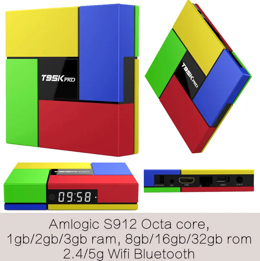 

1pcs by Post T95Kpro-2GB/16GB Android6.0 IPTV TV boxes 4K KODI16.1/Kodi17.0 S912 Octa core 5G WIFI 1000MB Lan