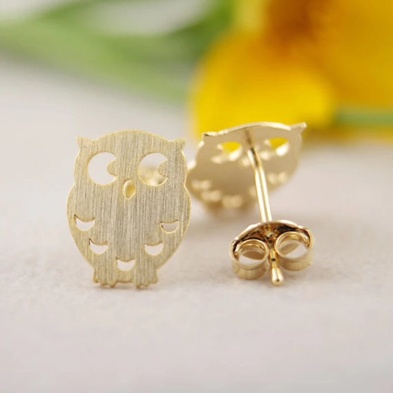 1pc Night Owl Studs Earrings, Simple Cute Night Owl Jewelry, Fashion