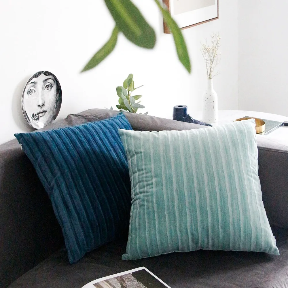 

Luxurious Striped Velvet Pillow Cover Decorative Grey Beige Cushion Cover Home Decor Geometric Throw Pillow 50x50cm Pillow Case