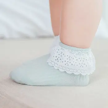 

2020 Girls Socks Accessories Ankle Fancy Retro Lace Ruffle Frilly Princess Cotton Beauty Socks Solid Rib Socks Wholesale 6M-5T