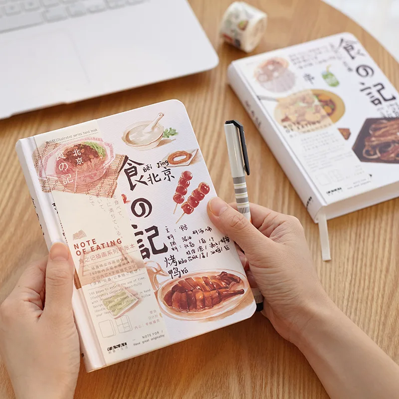 

1pcs New Creative Food Meals Hardcover Illustrator Series Inside Page Book Notebook Notebook Diary