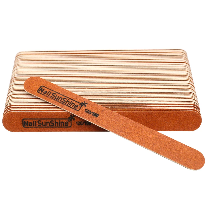 100 шт. коричневый деревянный пилочка для ногтей маникюр моющийся наждачная бумага полировки буферизации блок 120/180 пилочки для UV гель Лаки
