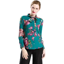 

Plus Size S-4XL Women's Elegant Design 2017 Summer Slim Printed Shirts Long Sleeve Turn-down Collar Runway Casual Fashion Blouse