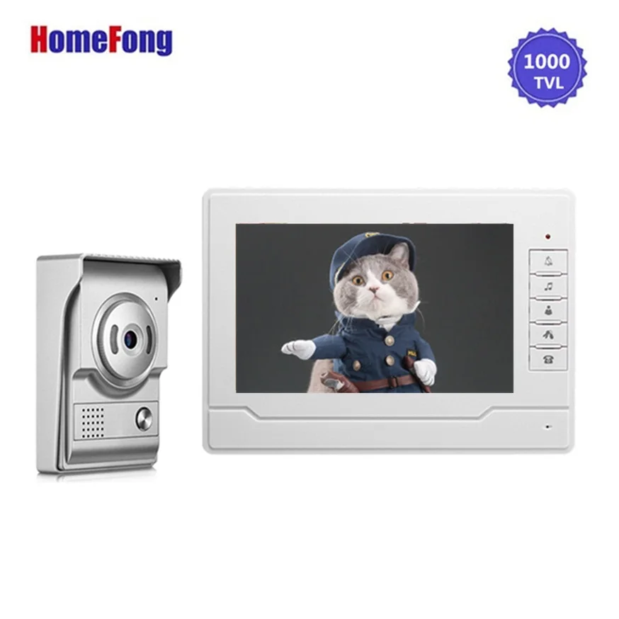 

Homefong 7 Inch Video Intercom Video Door Phone Intercom System Unlock Day Night Vision White Silve