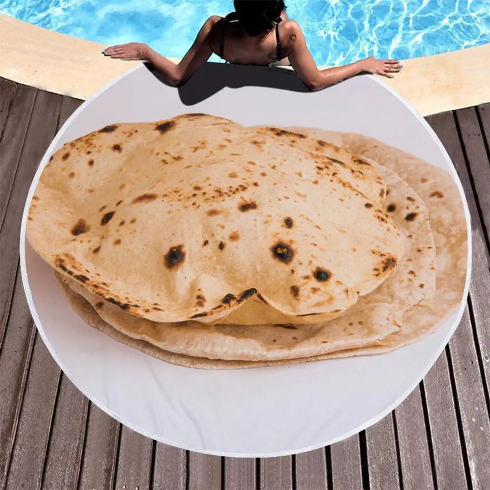 

Creative Burrito Tortilla Design Round Beach Towel Picnic Travel Mat Blanket Shawl Beach Shower Towels Drop Shipping