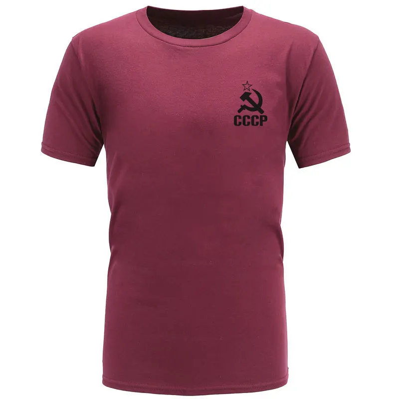 CCCP, футболки для мужчин, СССР, СССР, КГБ, Мужская футболка с коротким рукавом, футболки из хлопка, повседневные мужские топы, футболки - Цвет: Red wine black