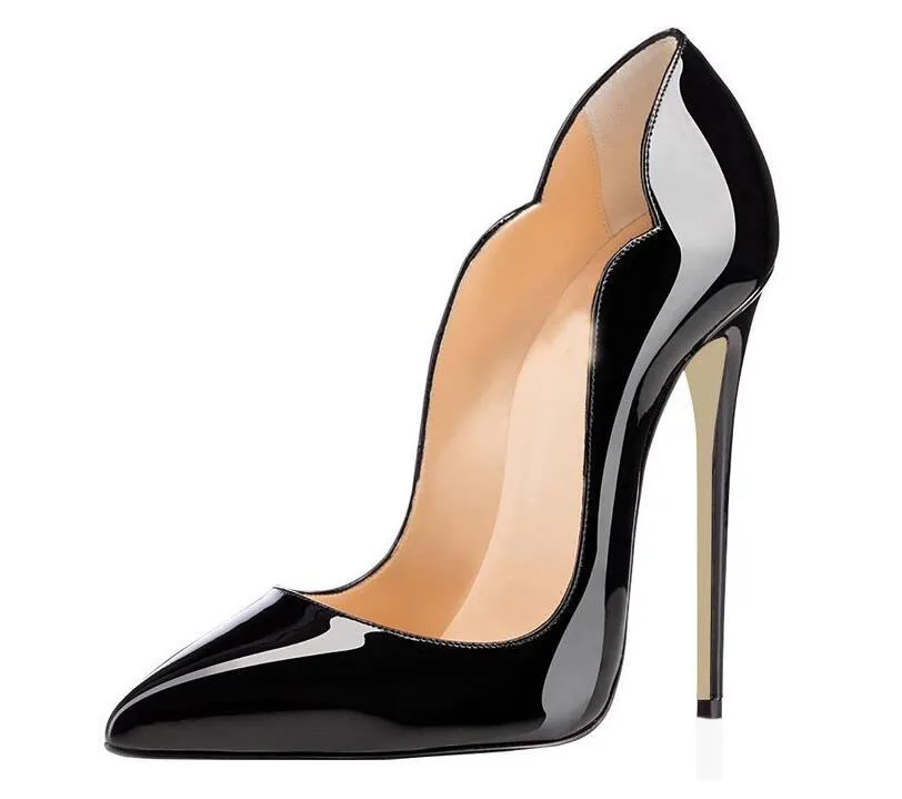 Sexy Patent Leather PVC Evening Shoes for Women High Heel Pumps Pointed