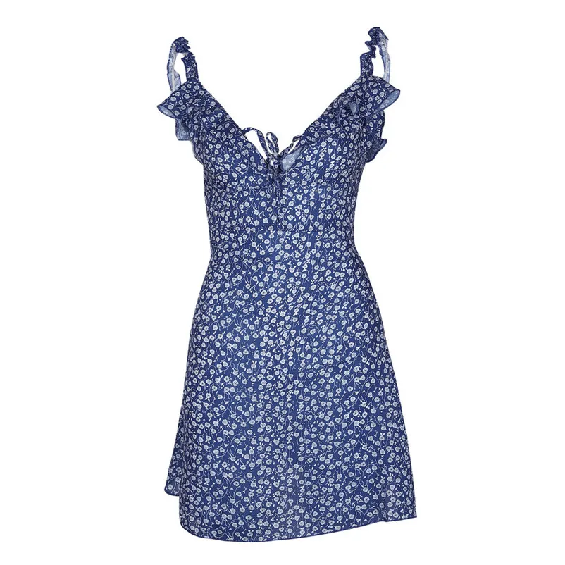 Fashion summer dress 2018 beach dress Womens Holiday Floral Print Dress Ladies Summer Beach Sleeveless Party Dress robe Y09#N (16)