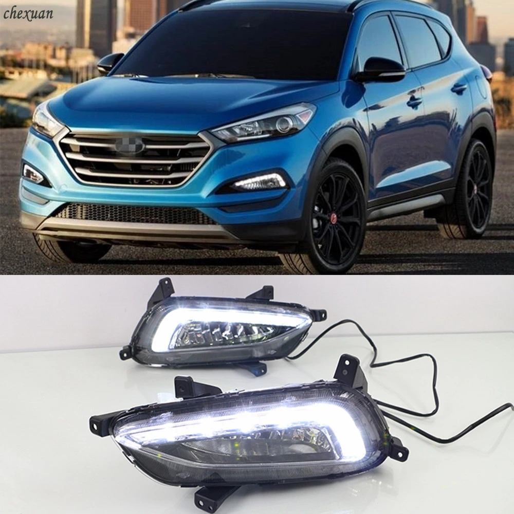 CSCSNL 1 комплект для Hyundai Tucson светодиодный DRL дневные ходовые огни дневного света 12 В ABS Противотуманные фары крышка автомобиля-Стайлинг
