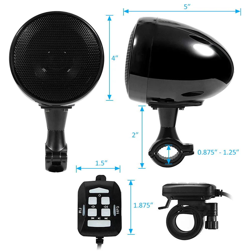 Fodsport SPK350 Высокая производительность 4 дюйма Водонепроницаемый IPX6 мотоцикл Bluetooth
