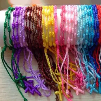 Sprzedaż hurtowa moda promocyjne ręcznie wiązane bransoletka-różaniec Nylon bransoletka-różaniec, 48 sztuk/paczka