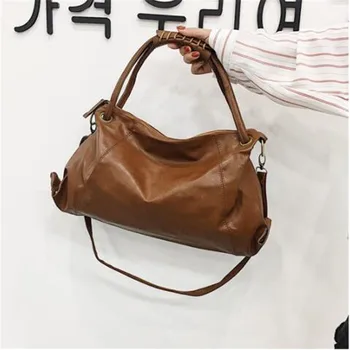 

Solid vintage Leather bags for women 2019 top-handle shoulder handbag totes Ladies Large Bolsos Handbags Big Women Bag Casual