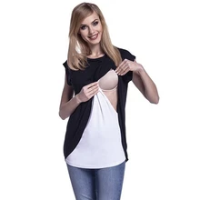 2018 Newly Breastfeeding T-shirt Summer Short Sleeve Round Collar Maternity Women Nursing Clothes Pregnancy Tops Size S-XL