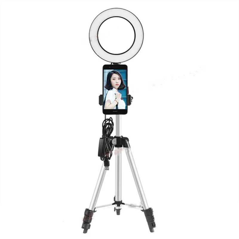 

Tycipy 20cm Ring Light LED Photography Dimmable Photo Studio Selfie Makeup USB Plug With Phone Holder Tripod Yutube Live