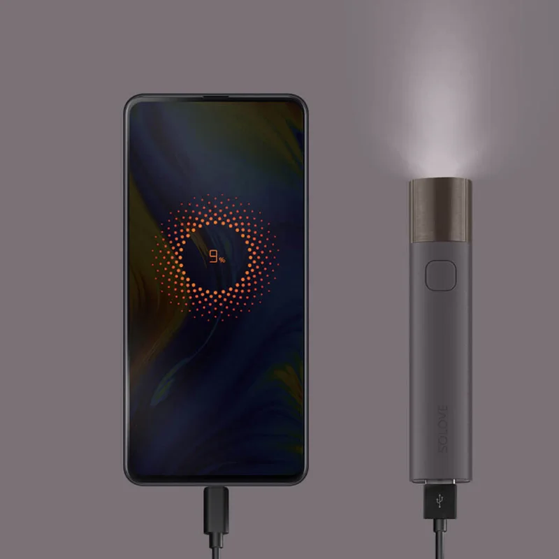 Xiaomi SOLOVE X3 USB Перезаряжаемые Яркость фонарик для ежедневного использования 3000 мА/ч, Мощность банк Портативный Мини светодиодный фонарик для приготовления пищи на воздухе велосипед