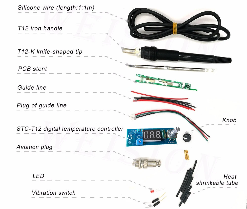 QUICKO STC T12 СВЕТОДИОДНЫЙ Цифровой паяльник DIY наборы ABS пластиковый корпус контроллер использовать для HAKKO T12 ручка переключатель вибрации