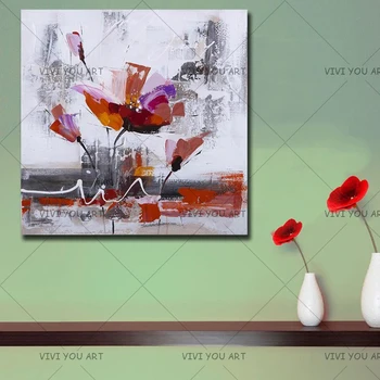 

Christmas Gift Thick Textured Tulip Knife Oil Painting 100% Handmade No Frame Knife Oil Painting On Canvas Wall Art Decoration