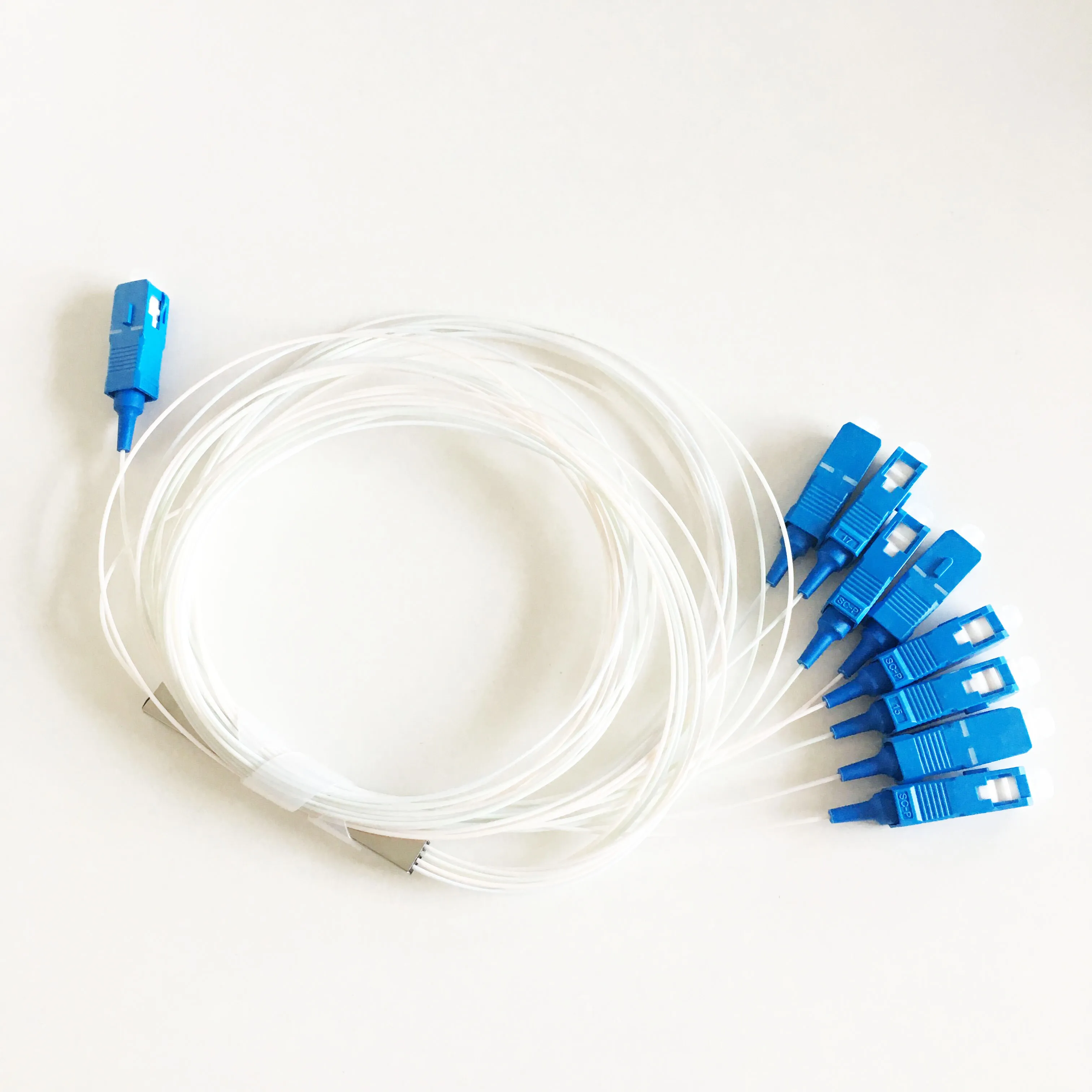 

AUA 10 Pcs SC PC Enkele Modus PLC Fiber Splitter 1x8 0.9mm Connector
